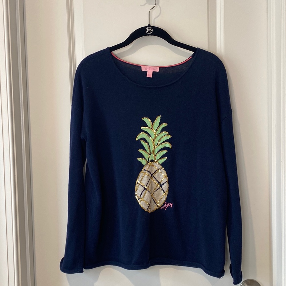 EUC Lilly Pulitzer Pineapple Embellished Sweater - Size Small.